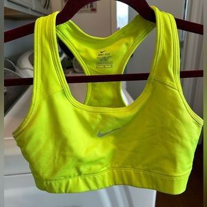 Nike sports bra neon yellow size medium